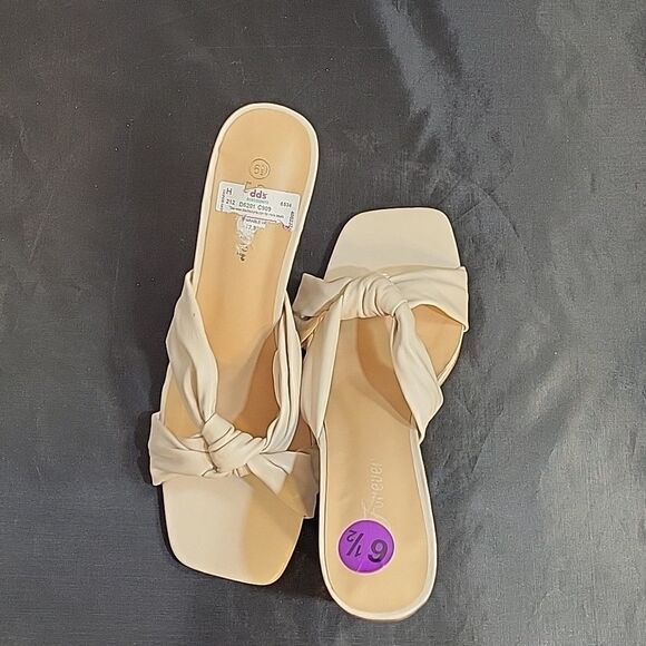 BRAND NEW FOREVER SQUARE TOE BOWTIE SLIDES HEEL BACKLESS CHUNKY HEEL SANDAL - Picture 5 of 15